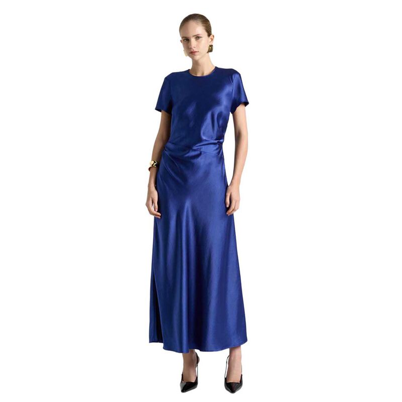 Cue Viscose Satin Draped Waist Midi Dress image number 4